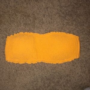 Yellow Hollister Strapless Bikini Top